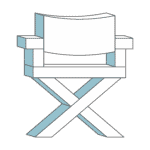 Simple icon of a film producers on-set deck chair.