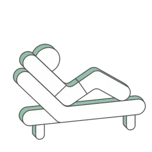 Simple icon showing person laying down, relaxing on a sunbed.