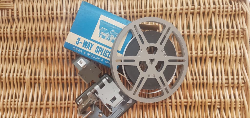 splicing film - splicer and 8mm cine reel