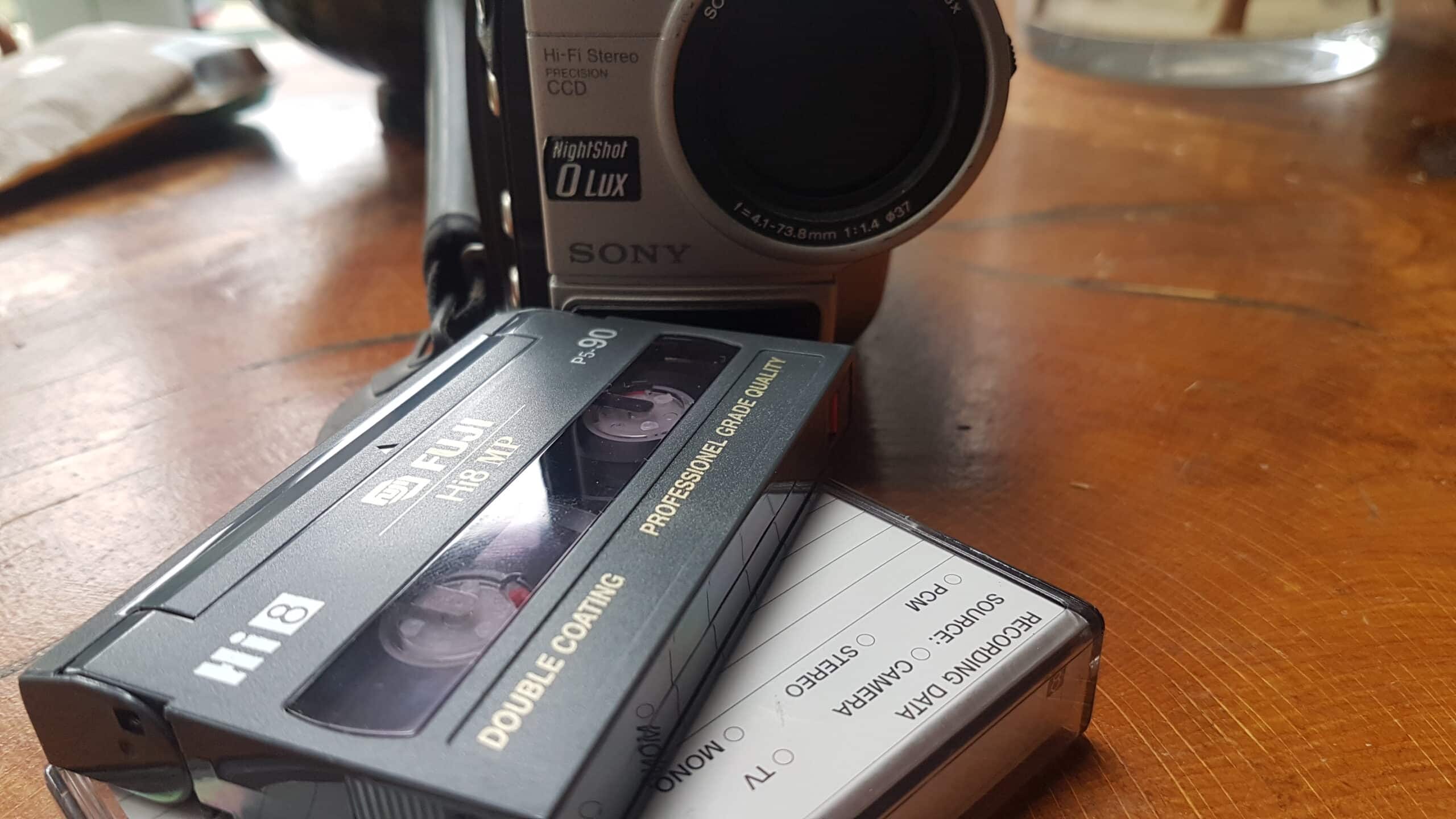 hi8 cassette tape and camcorder