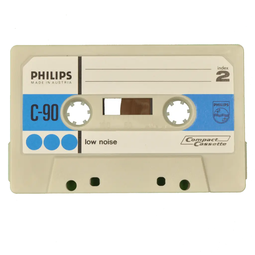 audio tape compact cassette © supaphoto blue and white compact cassette . made by Philips