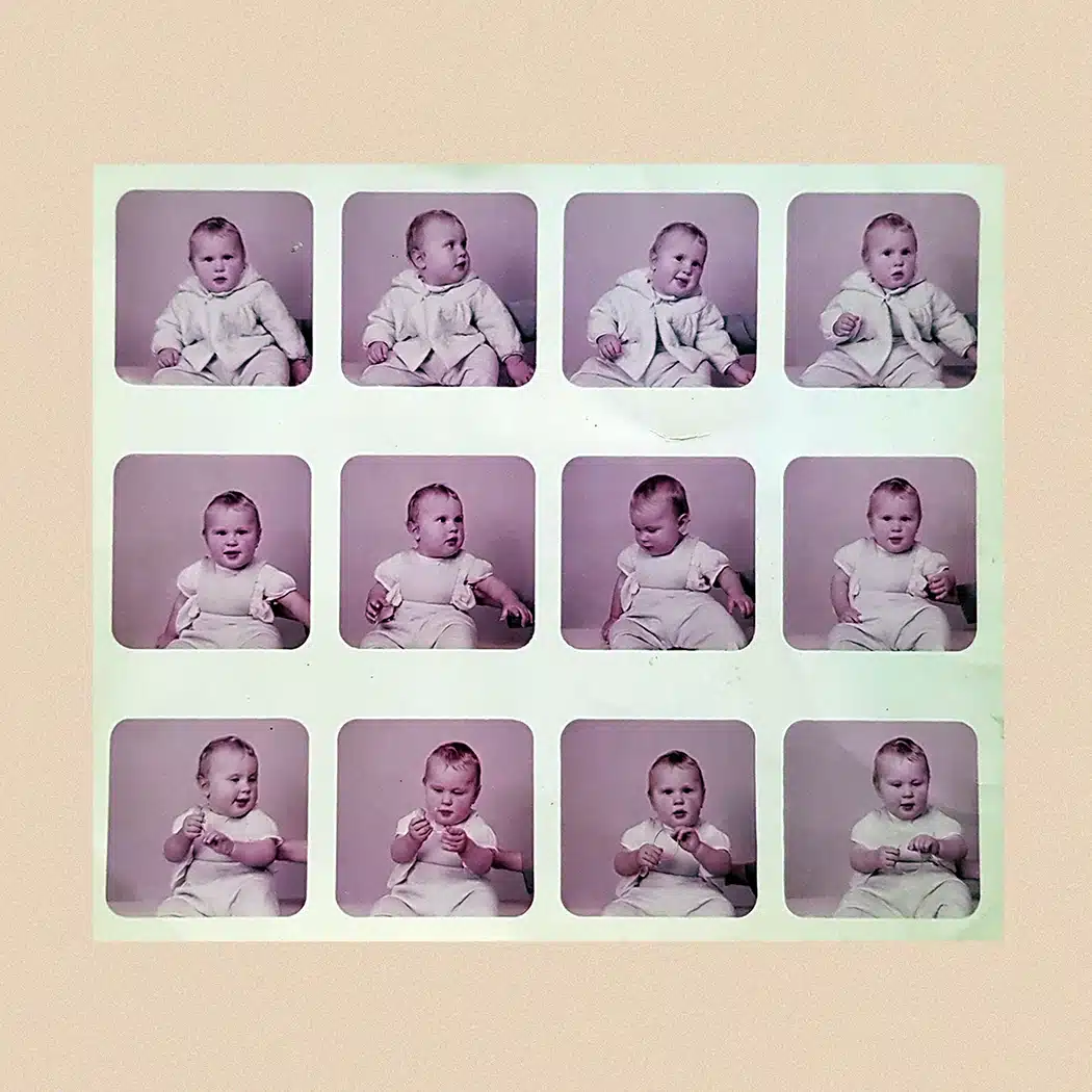 Close up of a print with multiple images of a baby - Scan for Photos Service