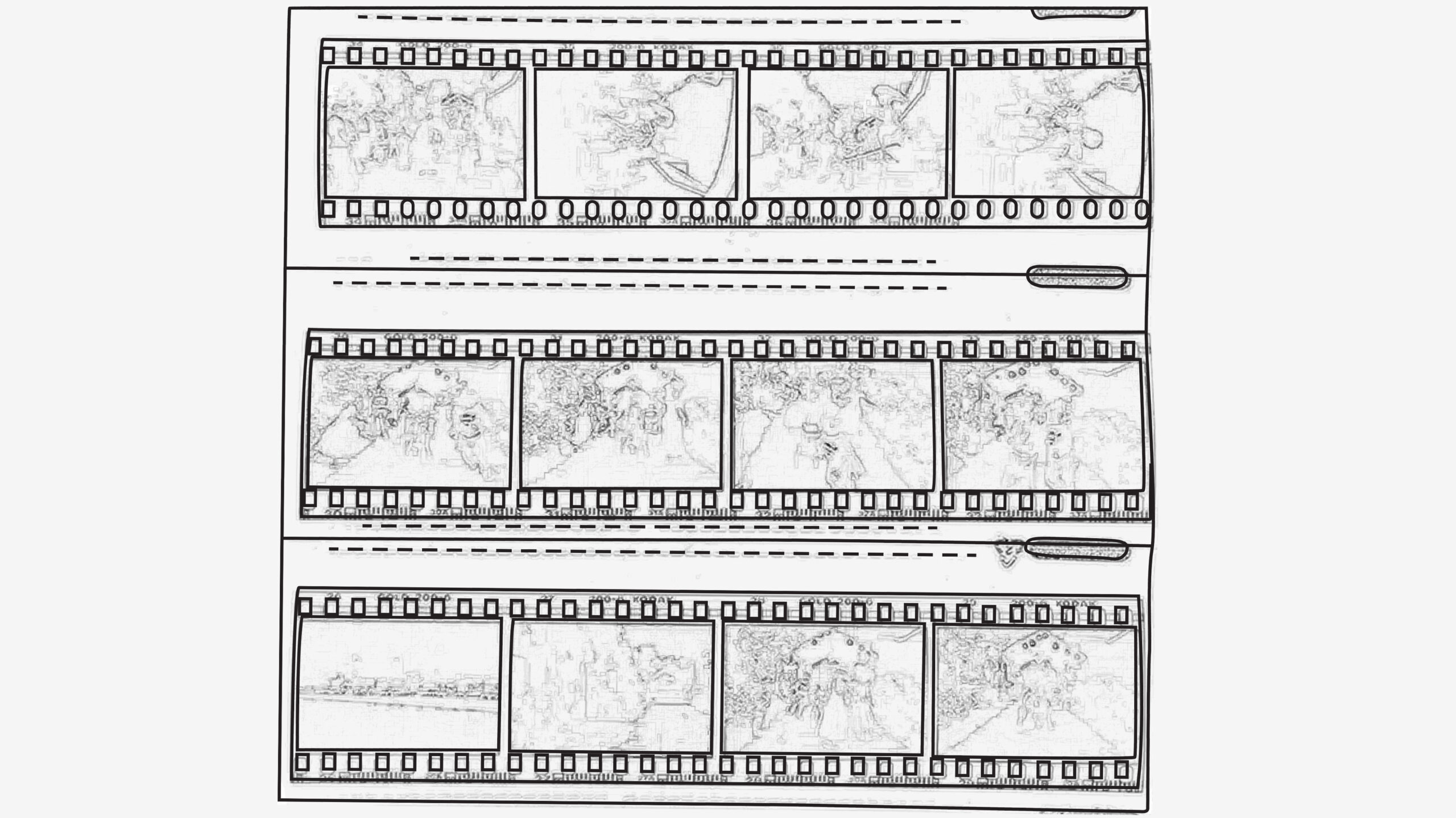 Graphic showing negative photo film.