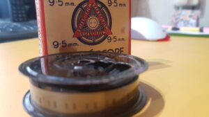 9.5mm cine reels and boxes